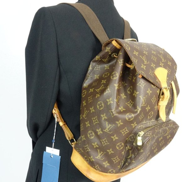 AUTH LOUIS VUITTON Monogram Leather Montsouris GM Backpack Handbag Shoulder Bag - Picture 2 of 14